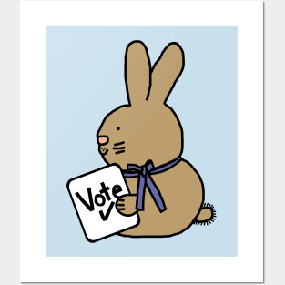 Cute Bunny Rabbit with Vote Sign Posters and Art